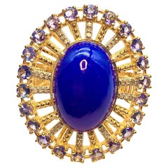 Anillo Bochic "Orient" de ópalo azul, tanzanita y diamantes engastado en oro de 18 quilates y plata