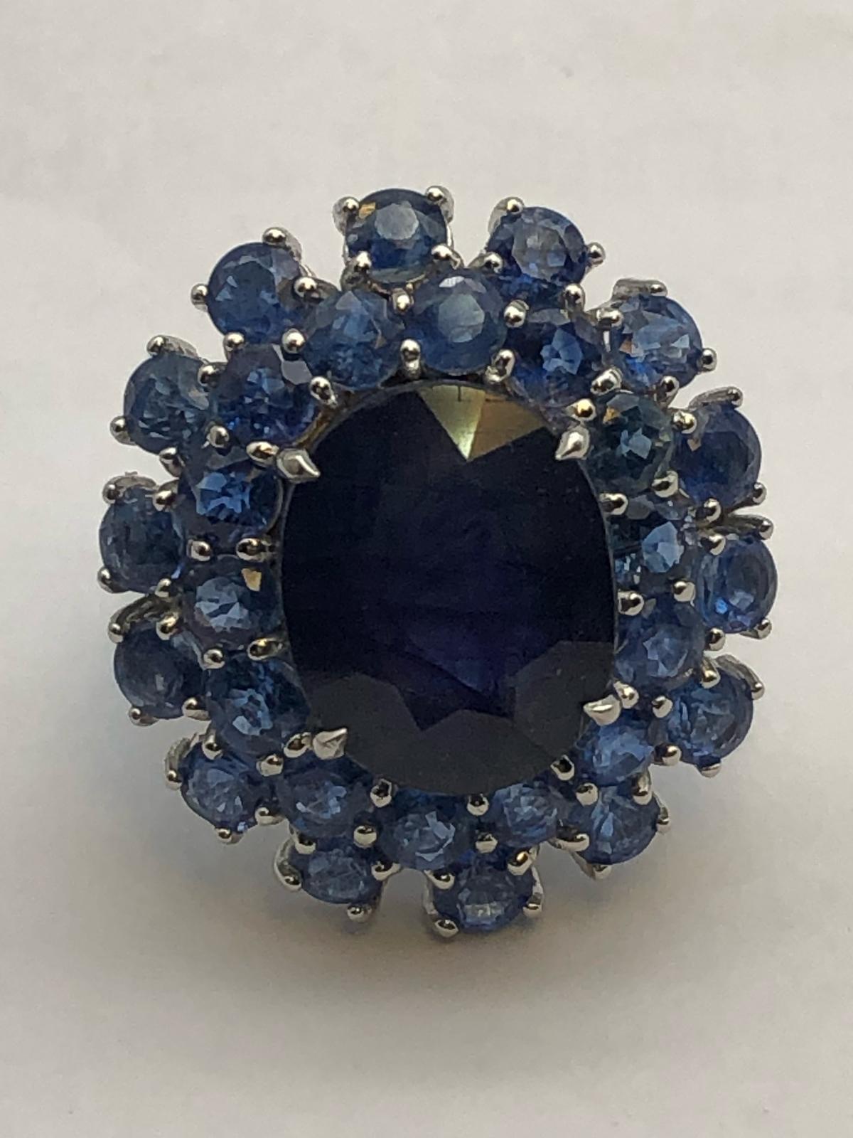 Oval Cut Bochic “Orient” Blue Sapphire & Kyanite Cocktail Ring Set In 18K Gold & Silver For Sale