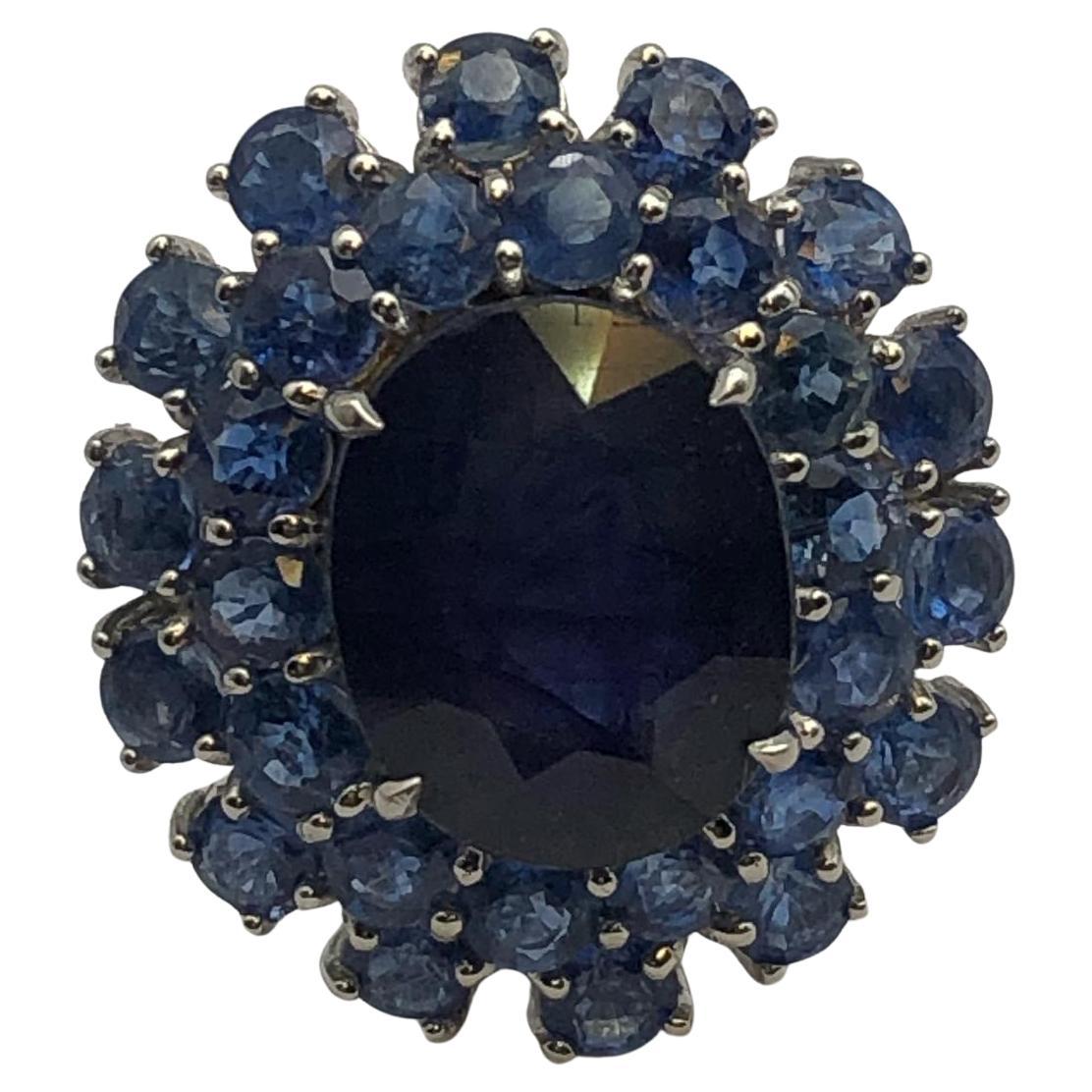 Bochic “Orient” Blue Sapphire & Kyanite Cocktail Ring Set In 18K Gold & Silver