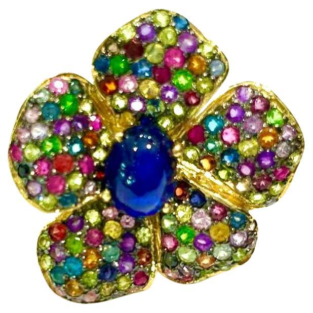 Anillo de Cóctel Bochic "Orient" Zafiro Azul y Multi Zafiro Oro 18K y Sil en venta