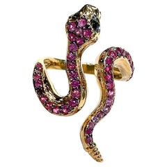 Anillo Bochic "Orient" Zafiro Azul y Rubí Rojo Serpiente en Oro de 18K y Plata
