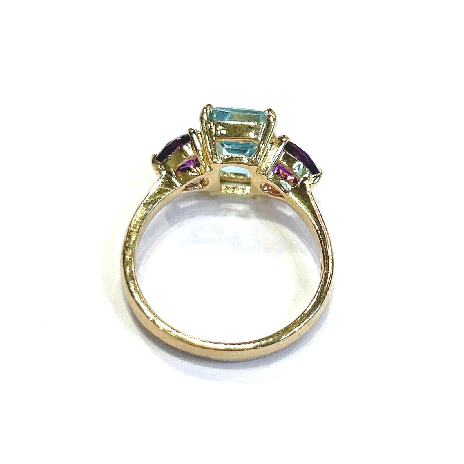 Bochic “Orient” Blue Topaz & Amethyst  Ring Set In 18K Gold & Silver 

Natural Amethyst - 2.50 carats 
Natural Blue Topaz  - 4.50  carats

This Ring is from the 