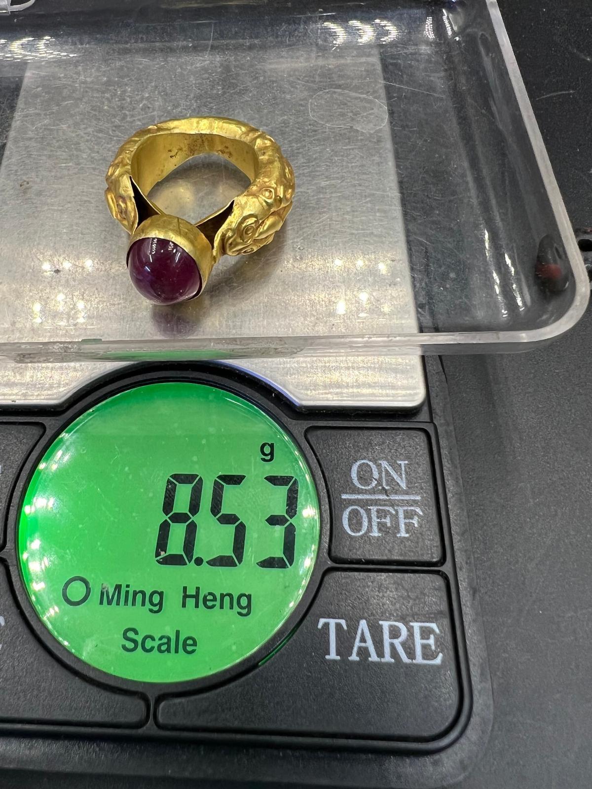 Bochic “Orient Chic” Curated Antique Ring From Burma 18k Solid Gold & Ruby For Sale 5