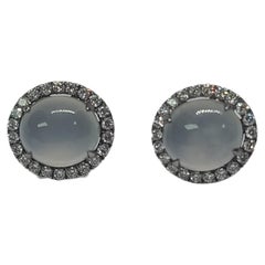 Bochic “Orient” Cluster Diamond & Mint Jade Earrings Mint Jade Cabochons