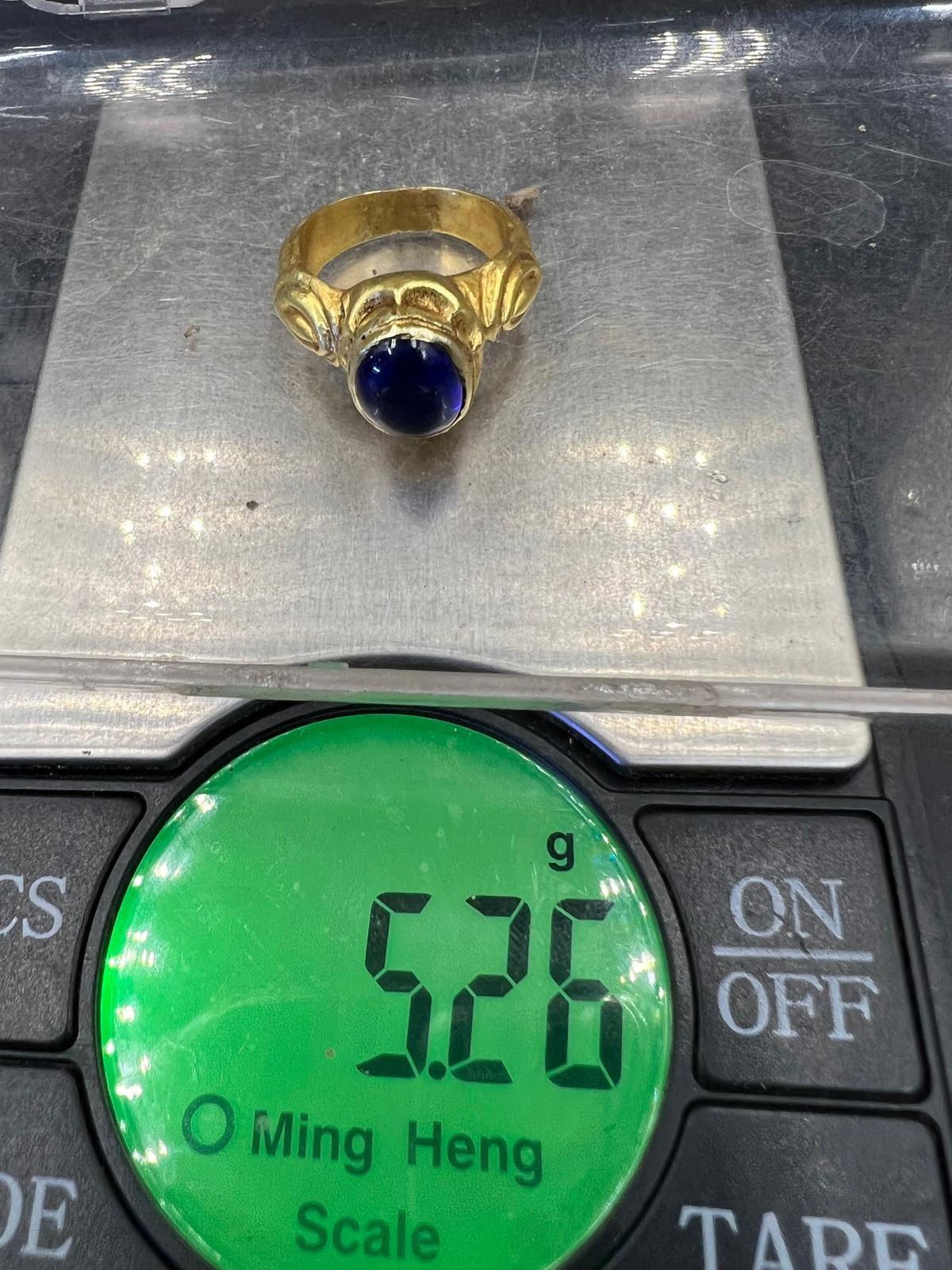 Bochic “Orient” Curated Antique Ring From Burma 18k Solid Gold & Blue Sapphire For Sale 6