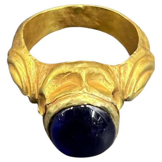 Bochic “Orient” Curated Antique Ring From Burma 18k Solid Gold & Blue Sapphire
