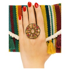 Bochic “Orient” Diamond & Multi Color Tourmaline Ring Set In 18K Gold & Silver