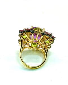 Bochic “Orient” Diamond, Peridot, Amethyst & Tourmaline Ring Set 18K & Silver