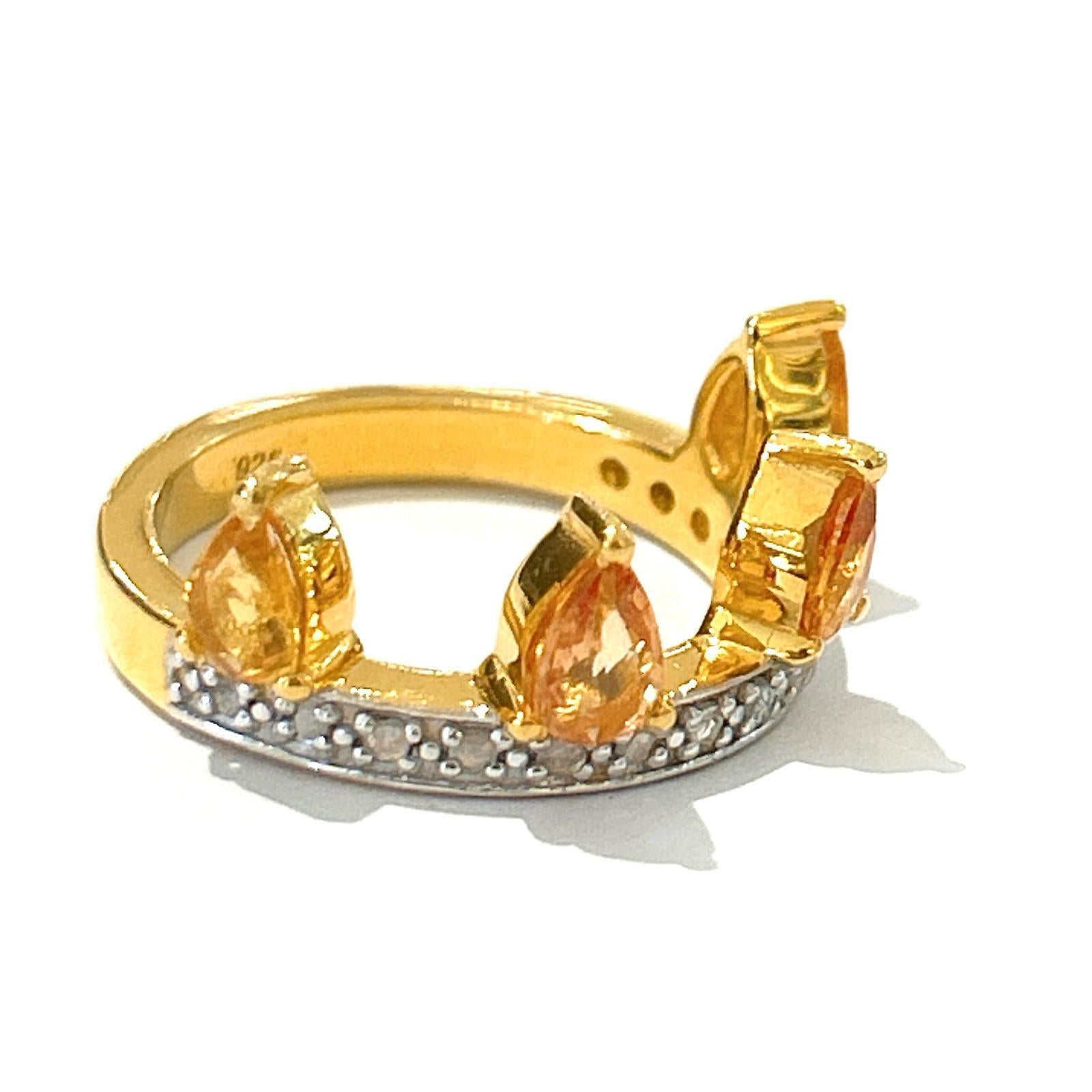 Belle Époque Bochic “Orient” Diamond & Sapphire Vintage Crown Ring Set In 18K & Silver  For Sale