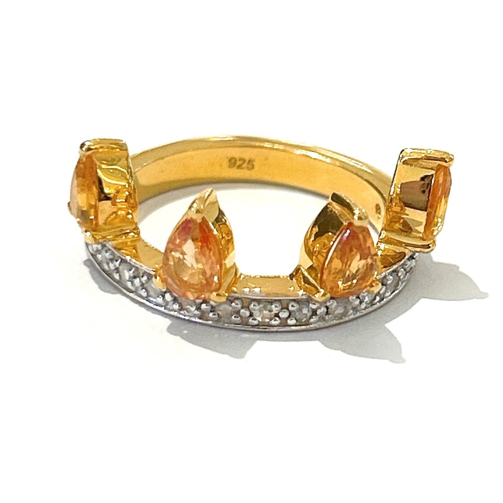 Women's Bochic “Orient” Diamond & Sapphire Vintage Crown Ring Set In 18K & Silver  For Sale