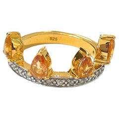Bochic Orient Diamond & Sapphire Vintage Crown Ring Set In 18K & Silver