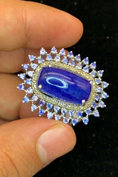 Bochic “Orient” Vintage Diamond & Tanzanite Cocktail Ring Set 18K Gold & Silver