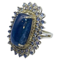 Anillo de cóctel Bochic "Orient" con diamantes naturales y tanzanita Oro de 18 quilates y plata