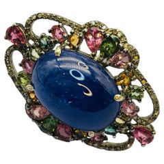 Bochic “Orient” Diamond, Tourmaline & Tanzanite Ring Set In 18K Gold & Silver