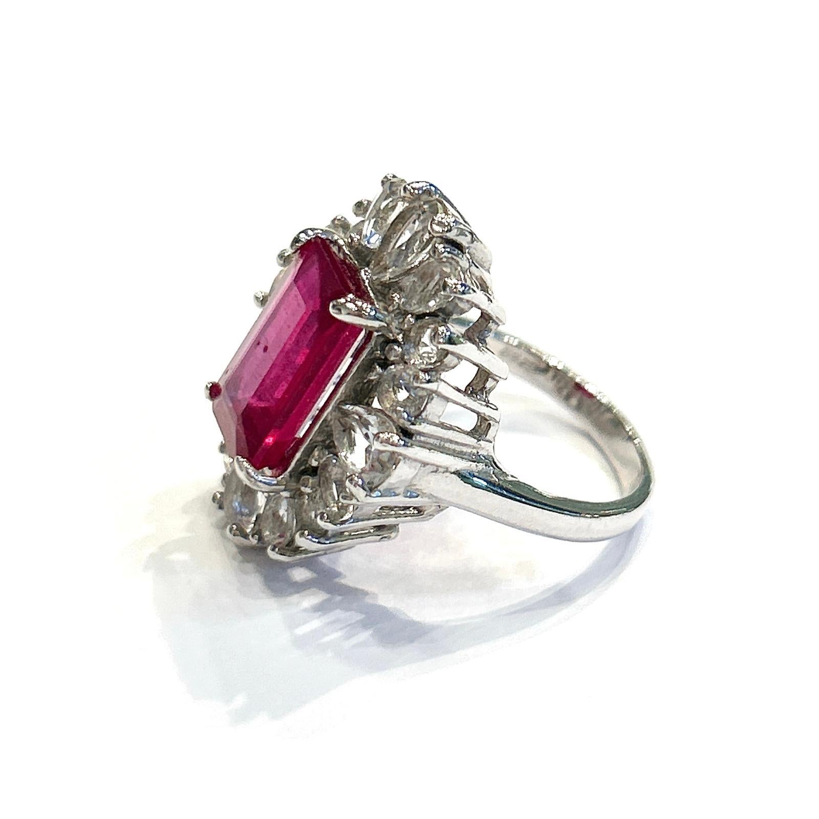 Bochic “Orient” Emerald Cut Ruby & White Topaz  Ring Set In 18K Gold & Silver 5
