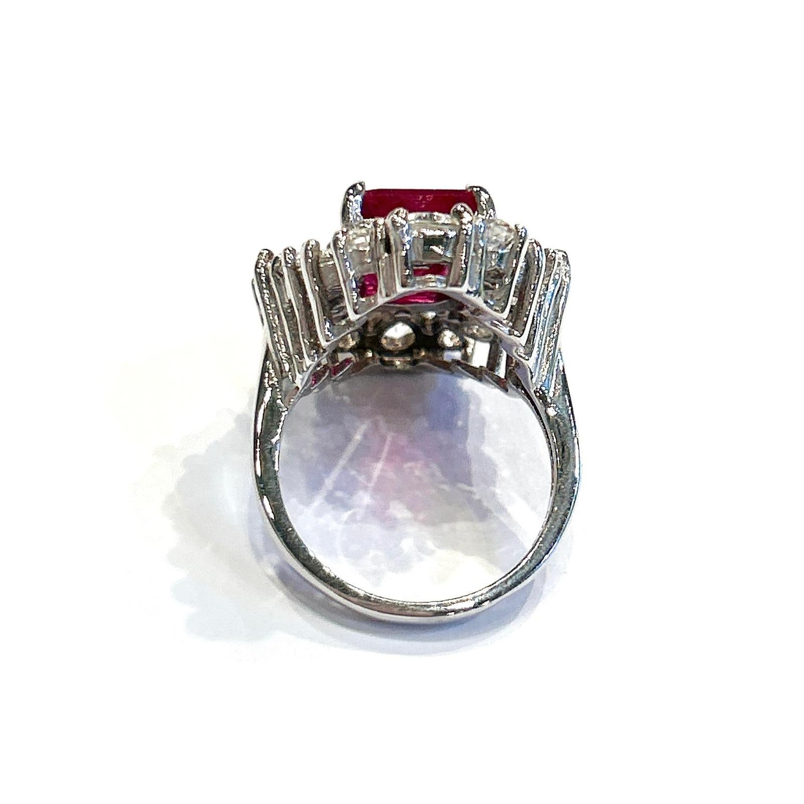 Bochic “Orient” Emerald Cut Ruby & White Topaz  Ring Set In 18K Gold & Silver 6