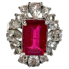 Bochic “Orient” Emerald Cut Ruby & White Topaz  Ring Set In 18K Gold & Silver