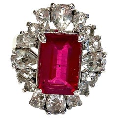 Bochic “Orient” Emerald Cut Ruby & White Topaz  Ring Set In 18K Gold & Silver