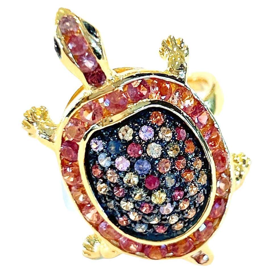 Bochic “Orient” Candy Serpent, Sapphire and Ruby Ring set in 22K Gold ...