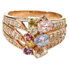 Bochic Orient Grün Amethyst & Fancy Multi Edelstein Cluster Ring 18K Gold & Silber
