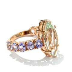 Bochic “Orient” Green Amethyst & Lilac Tanzanite Ring Set In 18K Gold & Silver