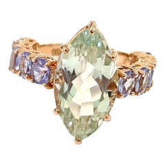 Bochic “Orient” Green Amethyst 
Lilac Tanzanite Ring Set In 18K Gold 
Silver