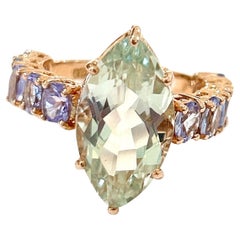 Bochic “Orient” Green Amethyst & Lilac Tanzanite Ring Set In 18K Gold & Silver