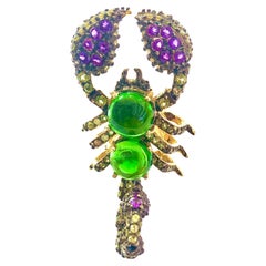Bochic “Orient” Green Diopside, Sapphire & Peridot Ring Set 18K Gold&Silver