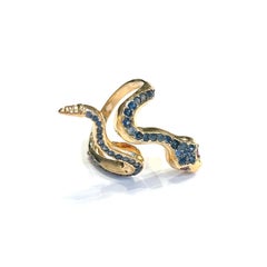 Bochic “Orient” Green Emerlad & Red Ruby Serpent Ring In 18K Gold & Silver