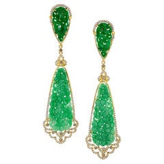 Orient Inspired Jade and Diamonds Earrings