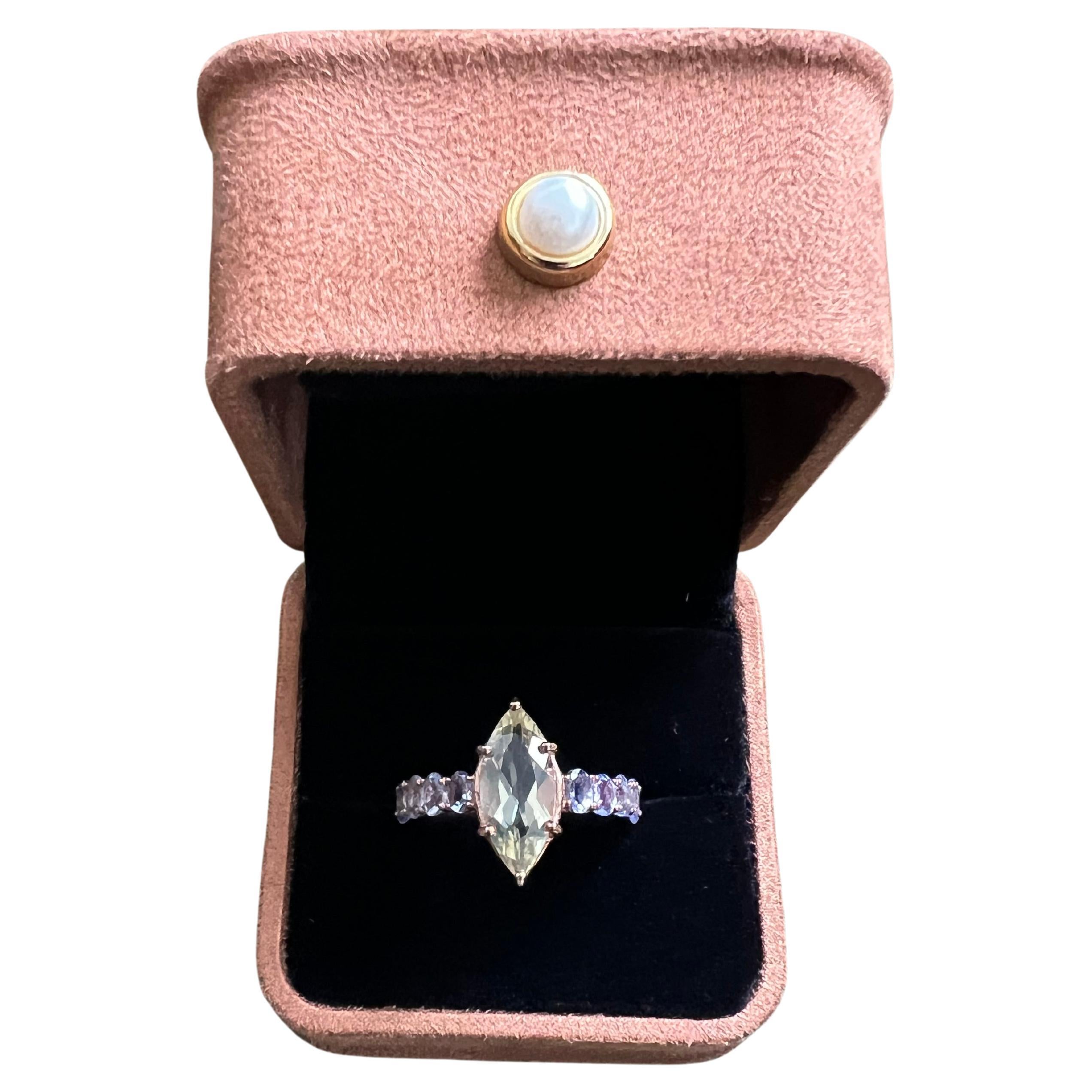 Bochic "Orient" Bague améthyste citron et tanzanite lilas en or 18 carats et argent en vente
