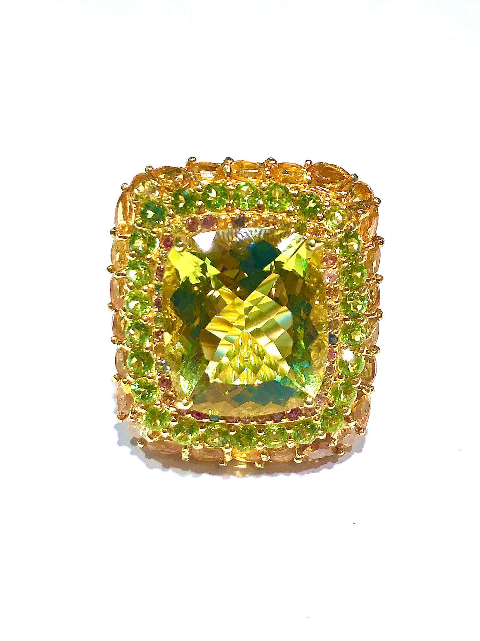 Belle Époque Bochic “Orient” Lemon Quartz & Citrine Cocktail Ring Set In 18K Gold&Silver For Sale