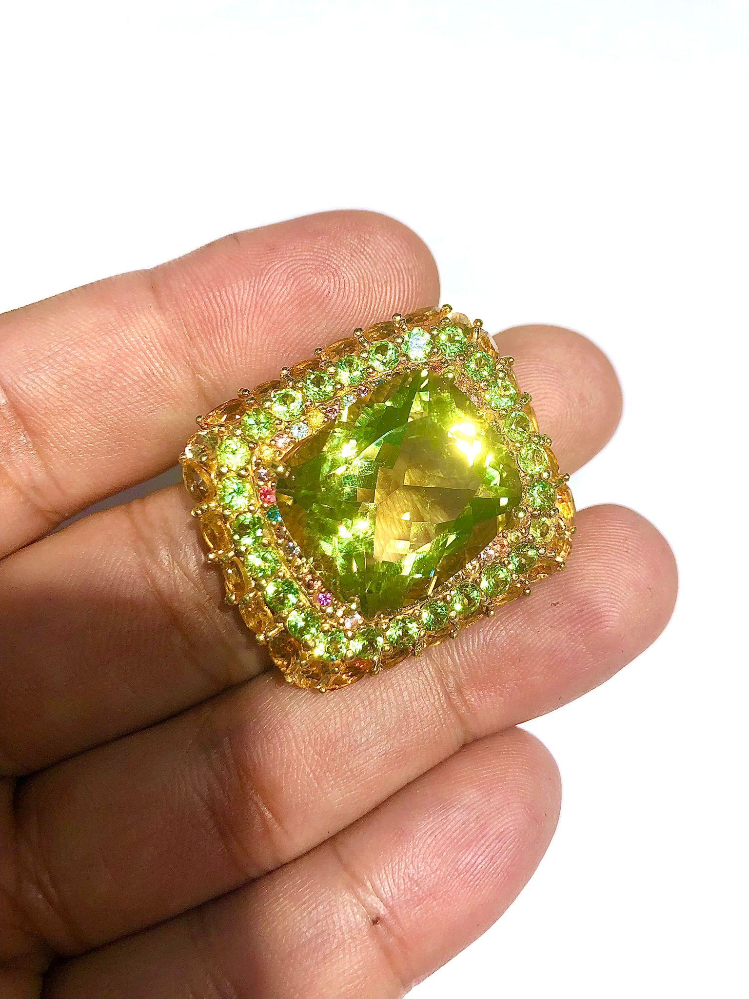 Bochic “Orient” Lemon Quartz & Citrine Cocktail Ring Set In 18K Gold&Silver In New Condition For Sale In New York, NY