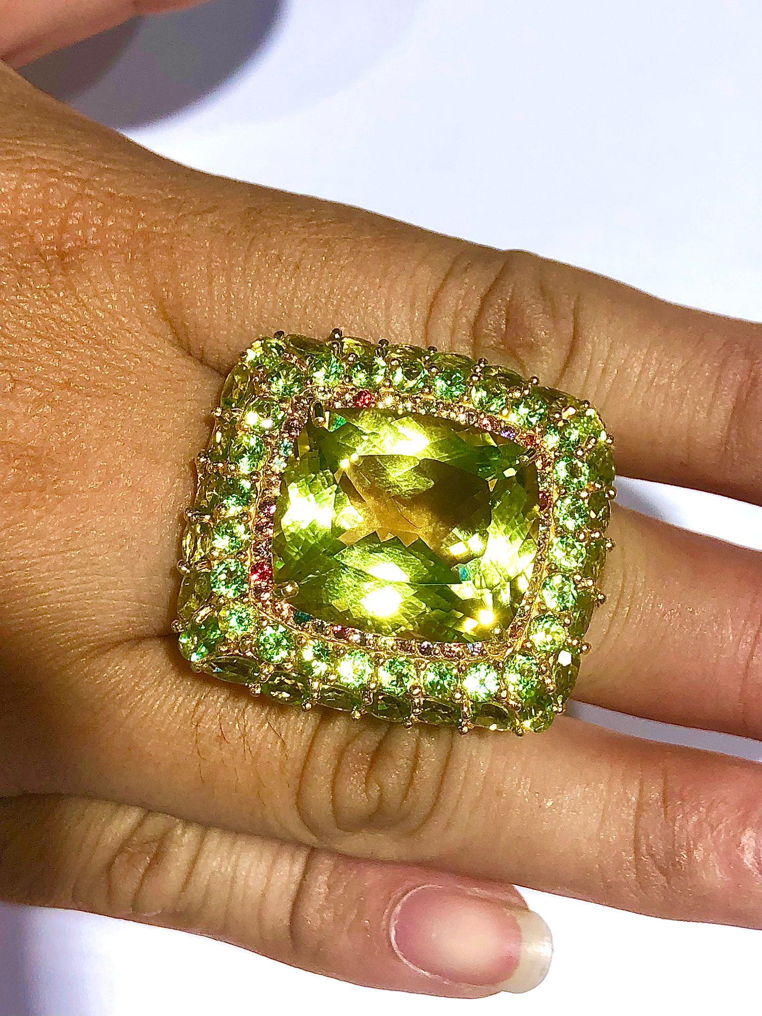 Bochic “Orient” Lemon Quartz & Citrine Cocktail Ring Set In 18K Gold&Silver For Sale 1