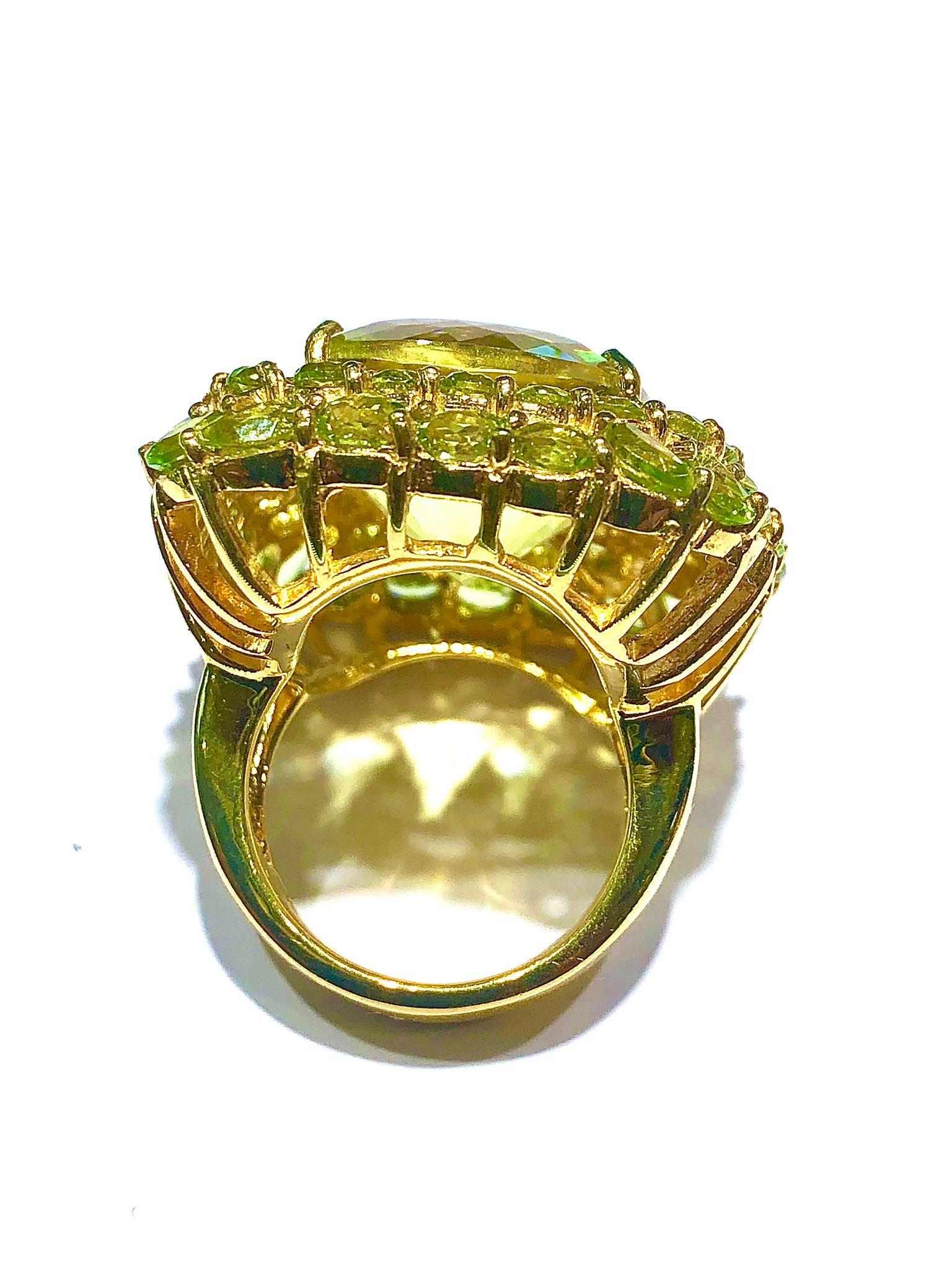 Bochic “Orient” Lemon Quartz & Citrine Cocktail Ring Set In 18K Gold&Silver For Sale 2