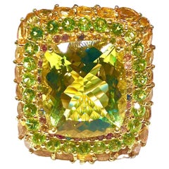 Bochic “Orient” Lemon Quartz & Citrine Cocktail Ring Set In 18K Gold&Silver