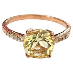 Bochic “Orient” Lemon Topaz & White Topaz Solitaire Ring Set 18K Gold & Silver
