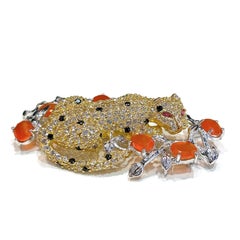 Bochic "Orient" Spilla con Garant e Zaffiro Mandarino in oro e argento 18 carati