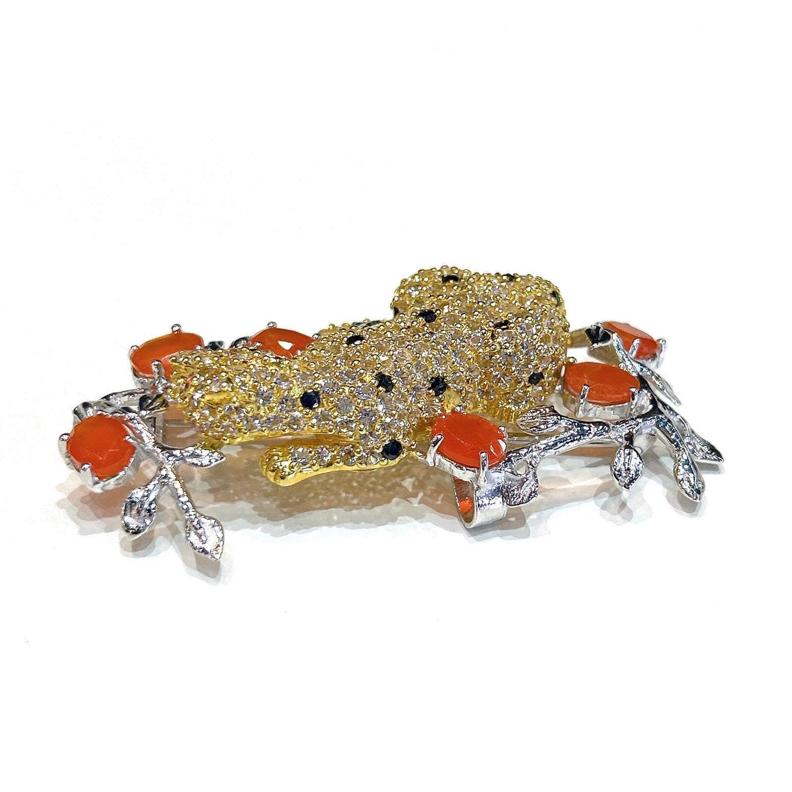 Art Nouveau Bochic “Orient” Mandarin Garant & Sapphire Brooch Set In 18K Gold & Silver