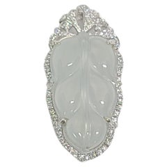Bochic “Orient” Mint Jade & Diamonds Brooch Or Pendent Set In 18K Gold 