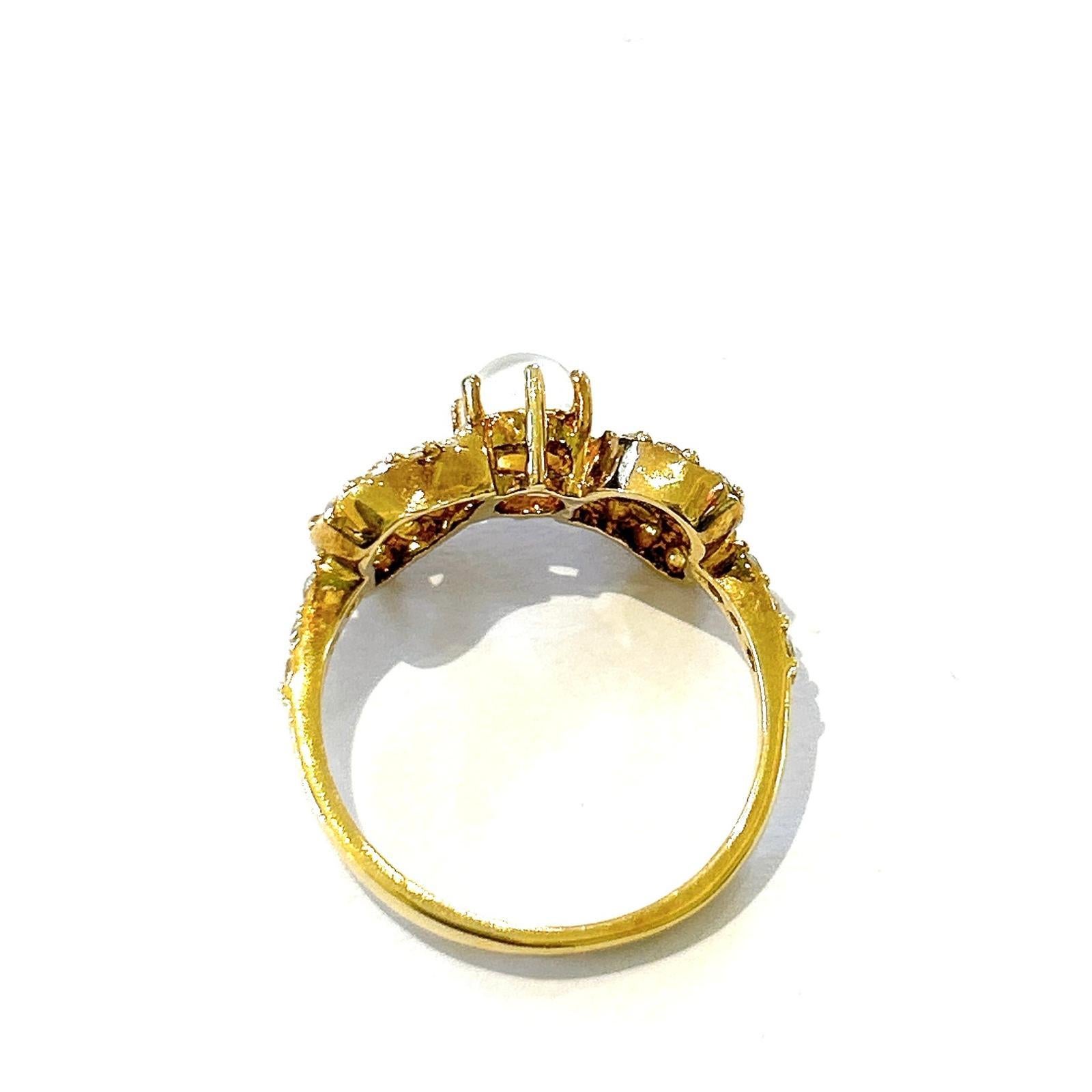 Bochic “Orient” Moonstone & White Topaz Band Ring 18K Gold & Silver 

Cluster Multi Color Fancy Gems
1 Carat 

This Ring is from the 