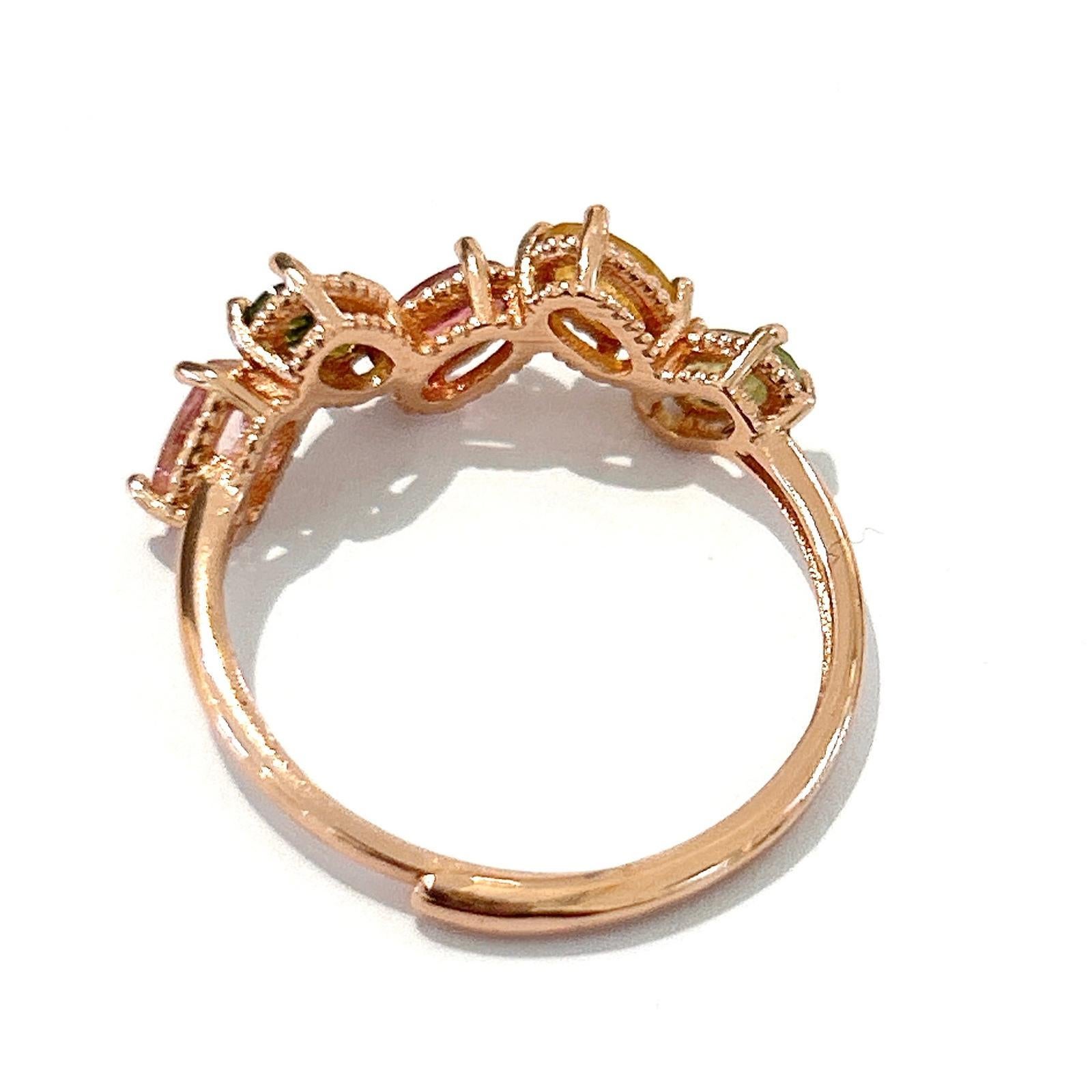Bochic Orient Retro-Lichtring aus 18 Karat Gold und Silber mit mehrfarbigen Turmalinen und Retro-Luster im Zustand „Neu“ im Angebot in New York, NY