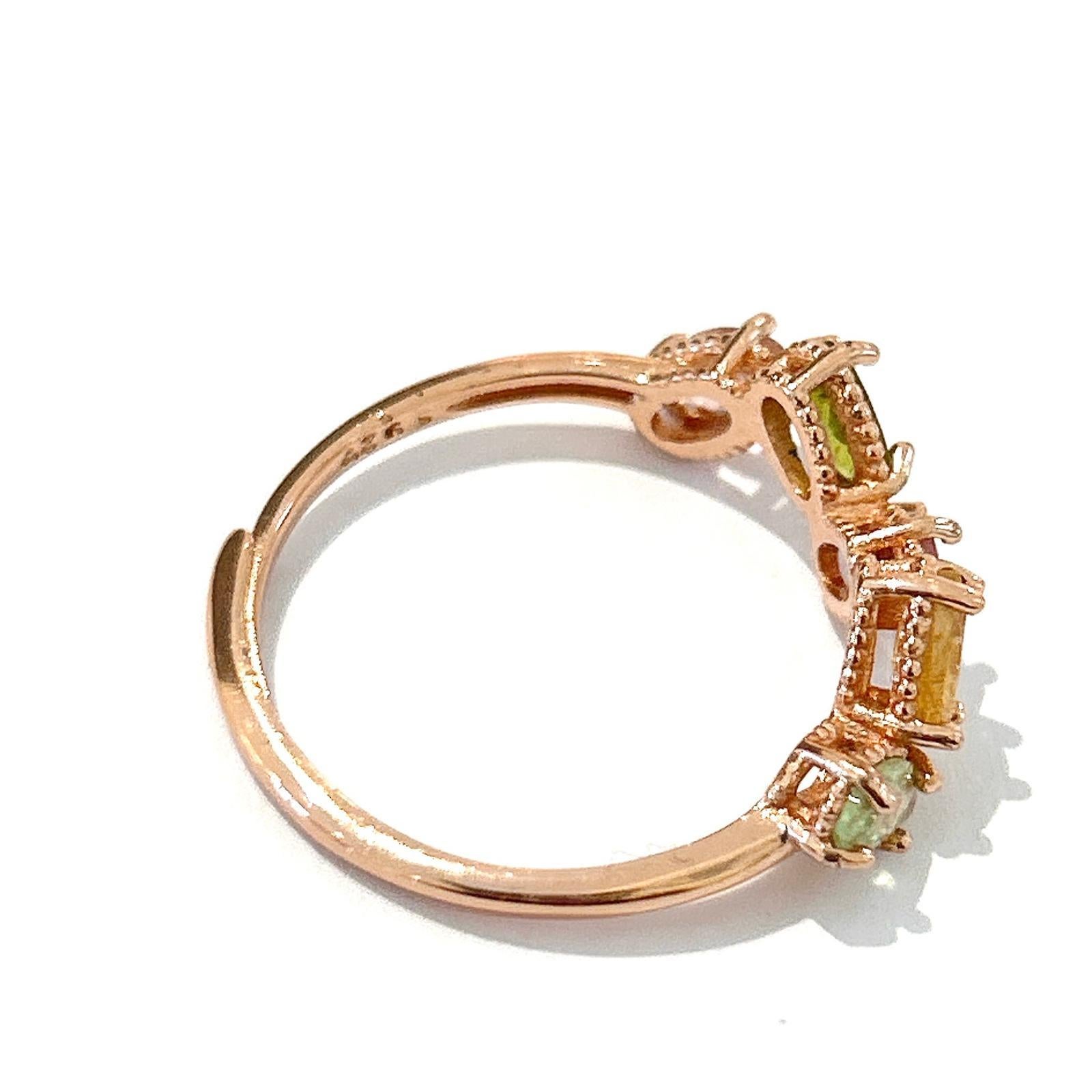 Bochic Orient Retro-Lichtring aus 18 Karat Gold und Silber mit mehrfarbigen Turmalinen und Retro-Luster im Angebot 1