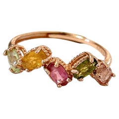Bochic Orient Retro-Lichtring aus 18 Karat Gold und Silber mit mehrfarbigen Turmalinen und Retro-Luster