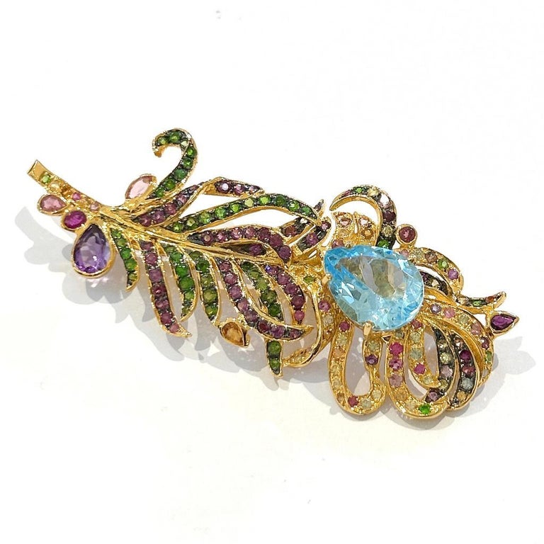Blue topaz brooch hot sale