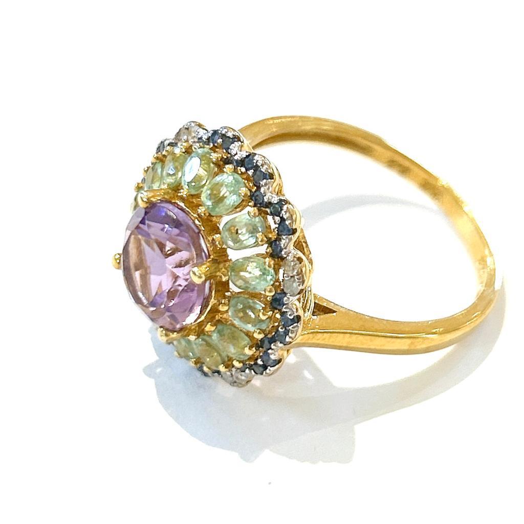 Bochic “Orient” Multi Gem Cocktail Ring Set In 18 K Gold & Silver  For Sale 1