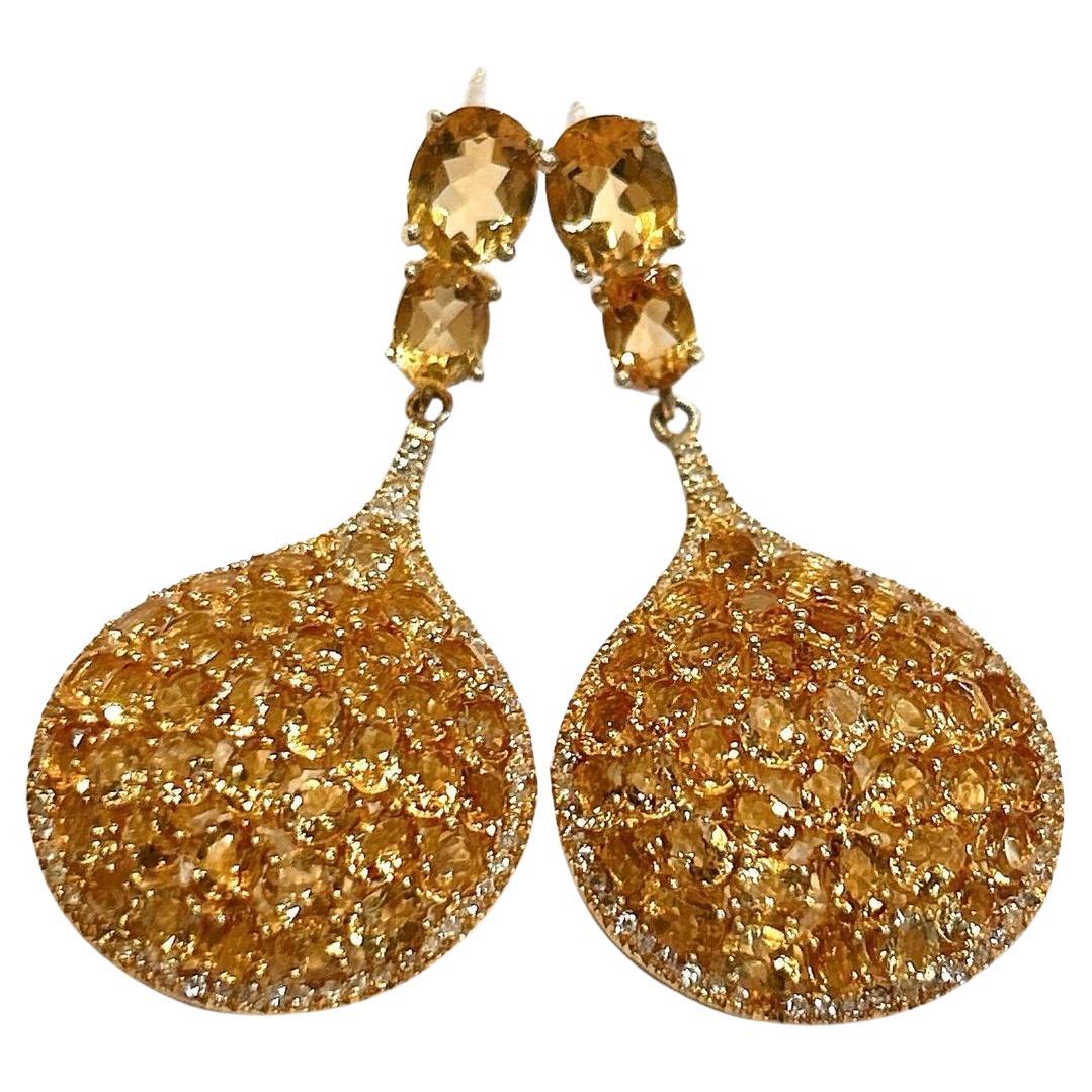 Pendientes Bochic "Orient" Multi Golden Citrin de Oro de 18 quilates y Plata