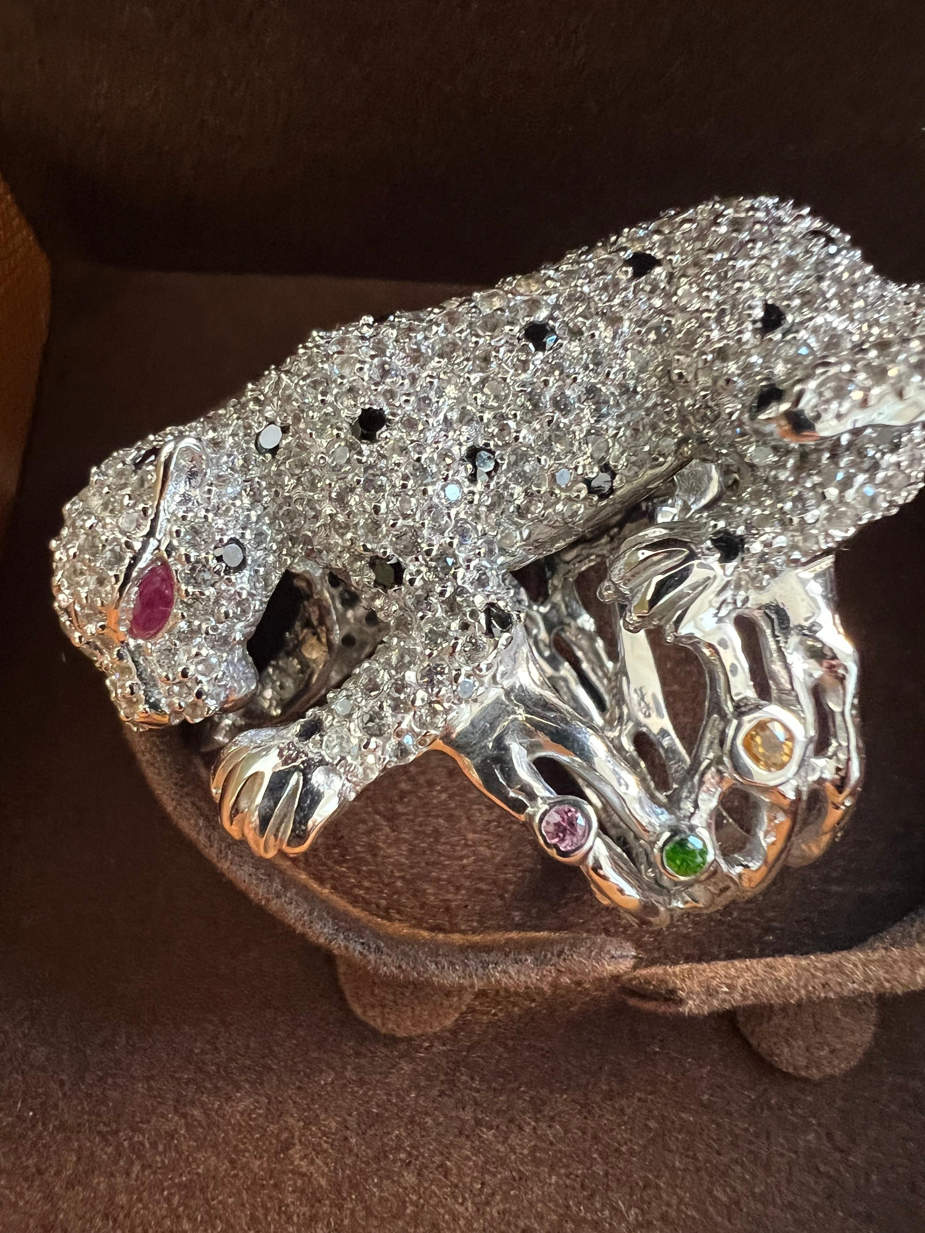 Bochic “orient” Multi Sapphire & Ruby Panther Vin… - image 12