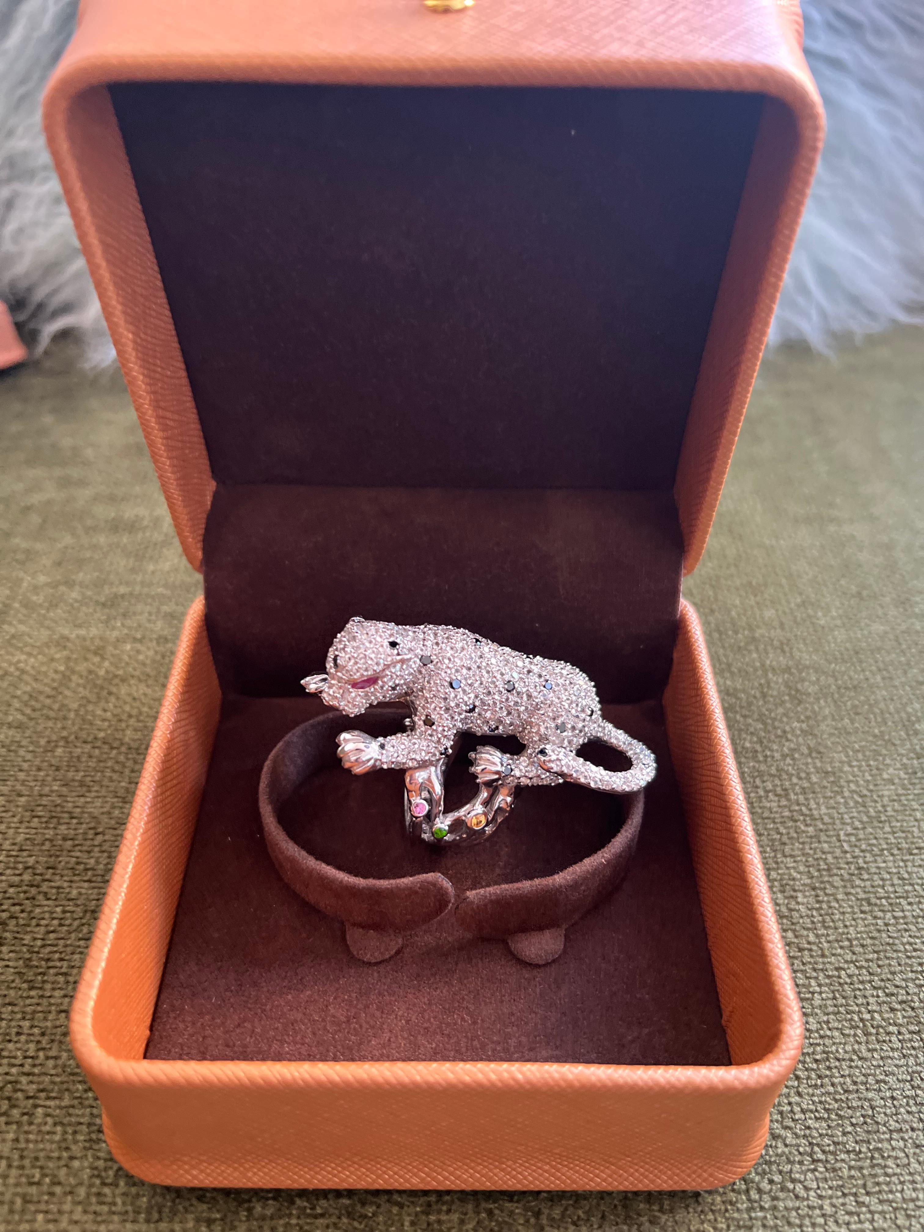 Bochic “orient” Multi Sapphire & Ruby Panther Vin… - image 3