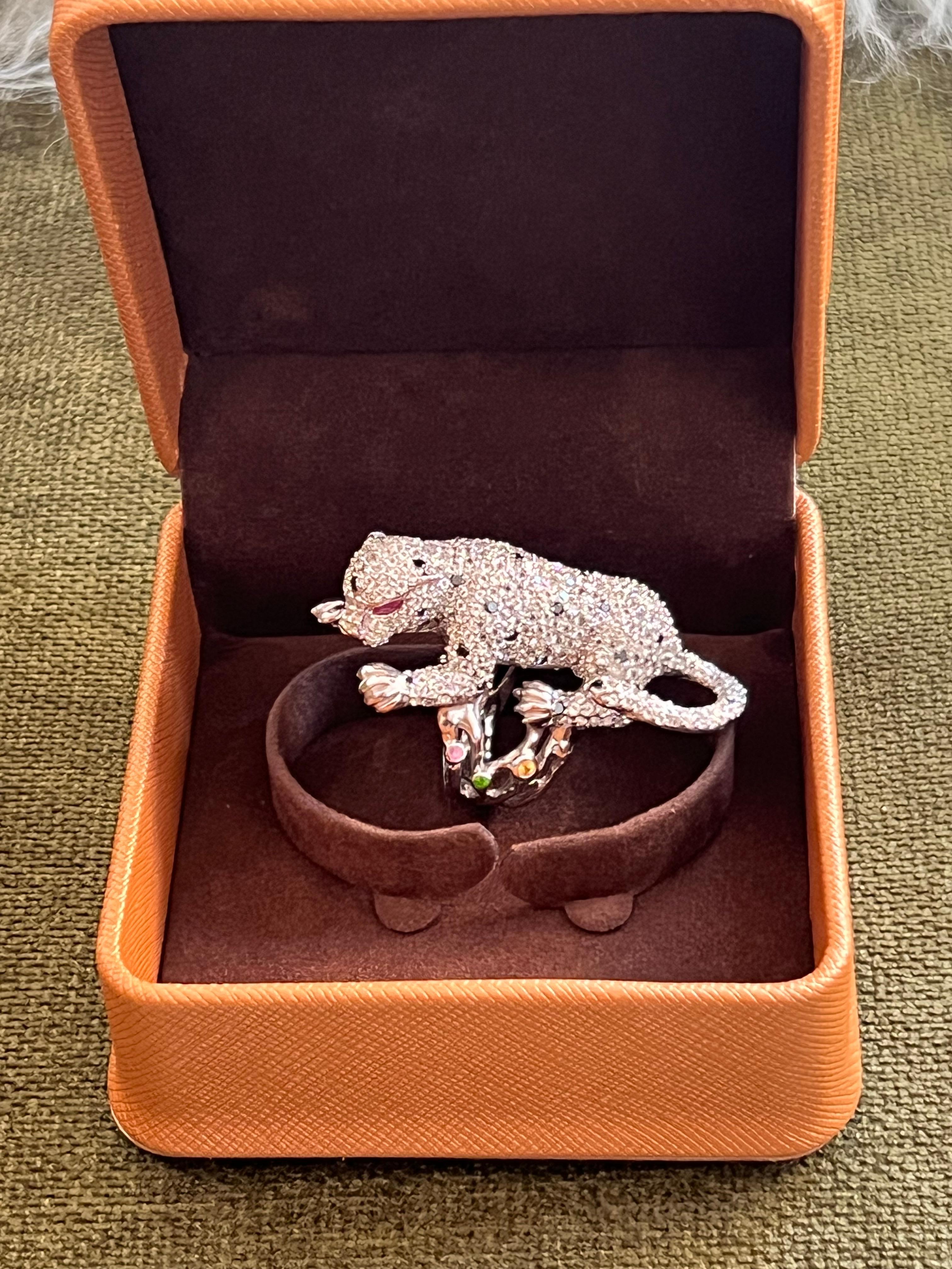 Bochic “orient” Multi Sapphire & Ruby Panther Vin… - image 4